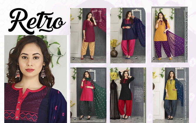 Riyaa Retro 2 Rayon Printed Daily Wear Ready Made Suit Collection